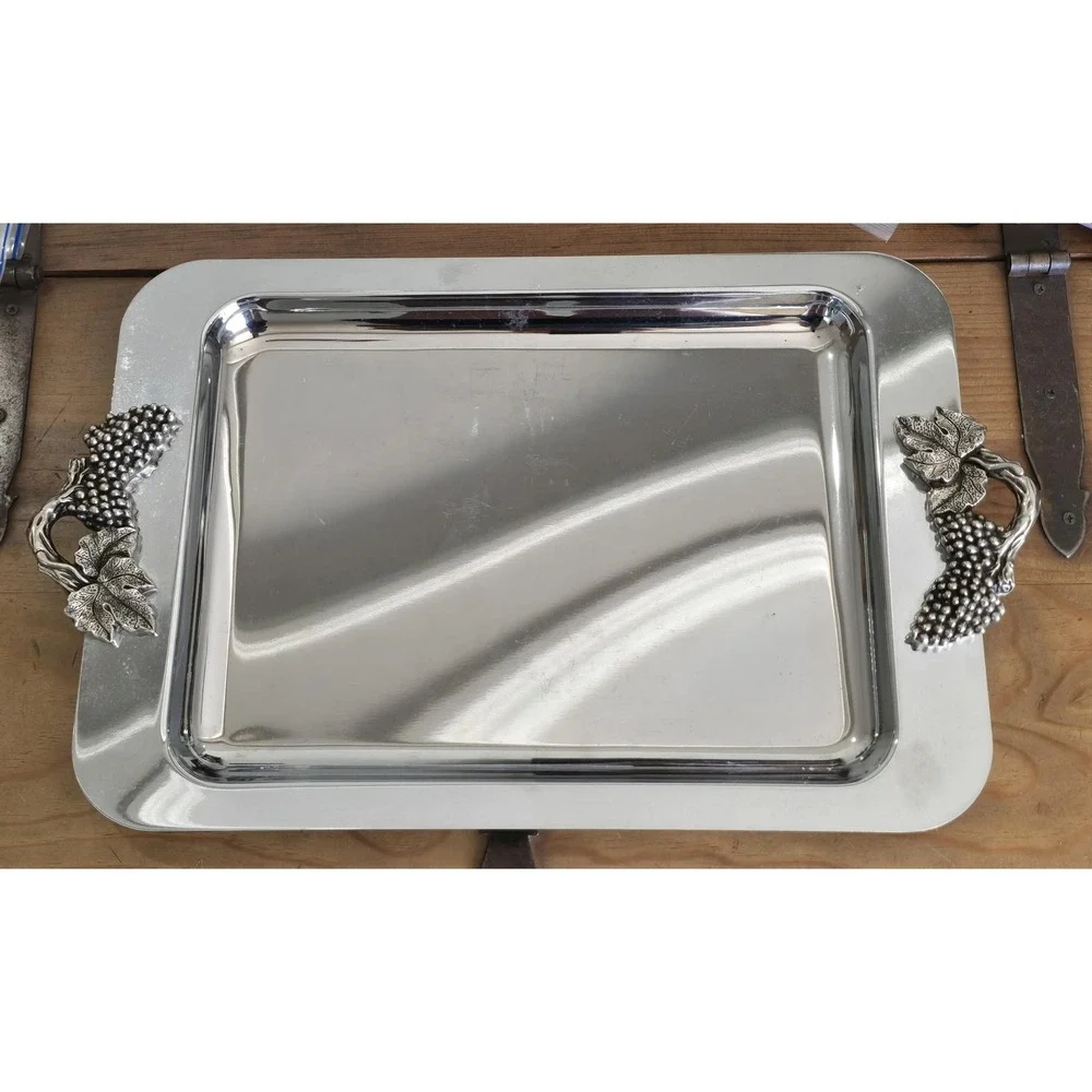 Vintage Towle Silversmiths Grape Vine Serving Tray Silver Tone 20